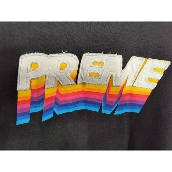 Preme Prism Rainbow Embroidered Crew Neck Pullover Sweatshirt Black Men's Large - Picture 3 of 11